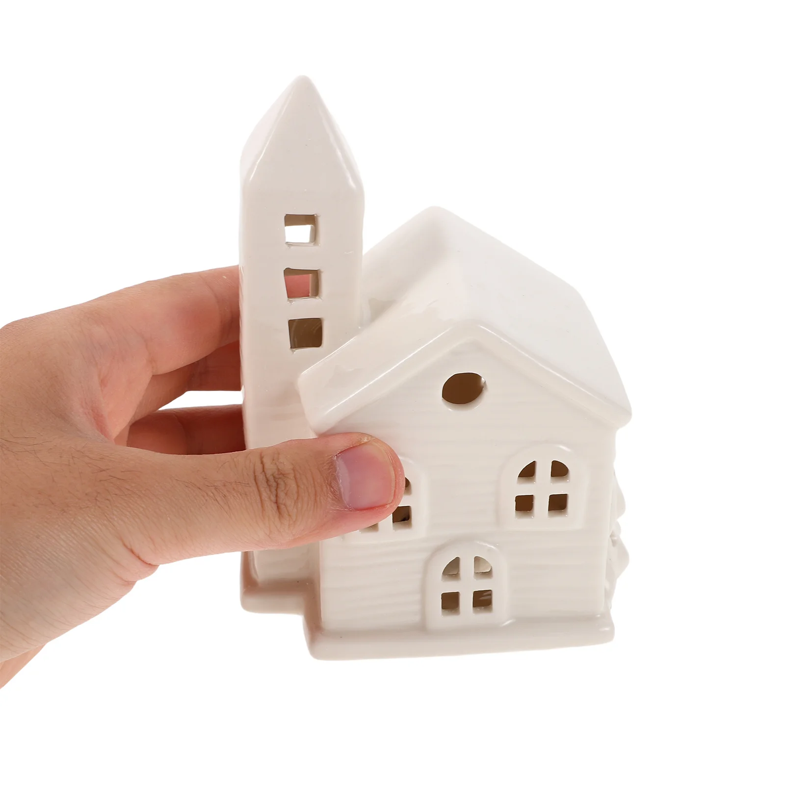 

2Pcs Christmas Ceramic LED Village Houses Mini Hanging Ornaments Handcrafted Holiday Table Decor Ceramic Lighted