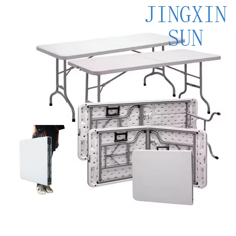 Hot Sell Portable Outdoor Folding Table Foldable Garden Table 6ft White Plastic Round Tables and Chairs for Events Party