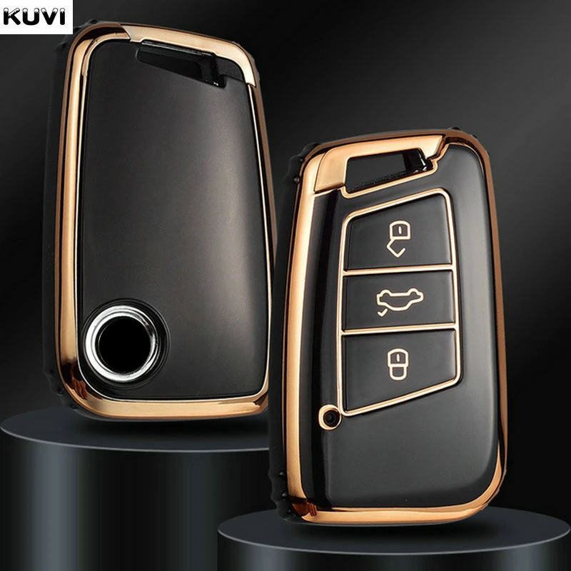 Kuvi TPU 3 Button Car Smart Key Case Cover Bag for VW Volkseagen Passat B8 Magotan for Skoda Superb A7 Kodiaq Seat Shell Fob