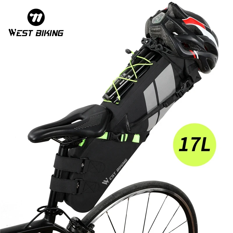 

WEST BIKING Bicycle Seat Tail Bag 17L Cycling Large Capacity Waterproof Bicycle Saddle Foldable Trunk Bag MTB Bike Accessories