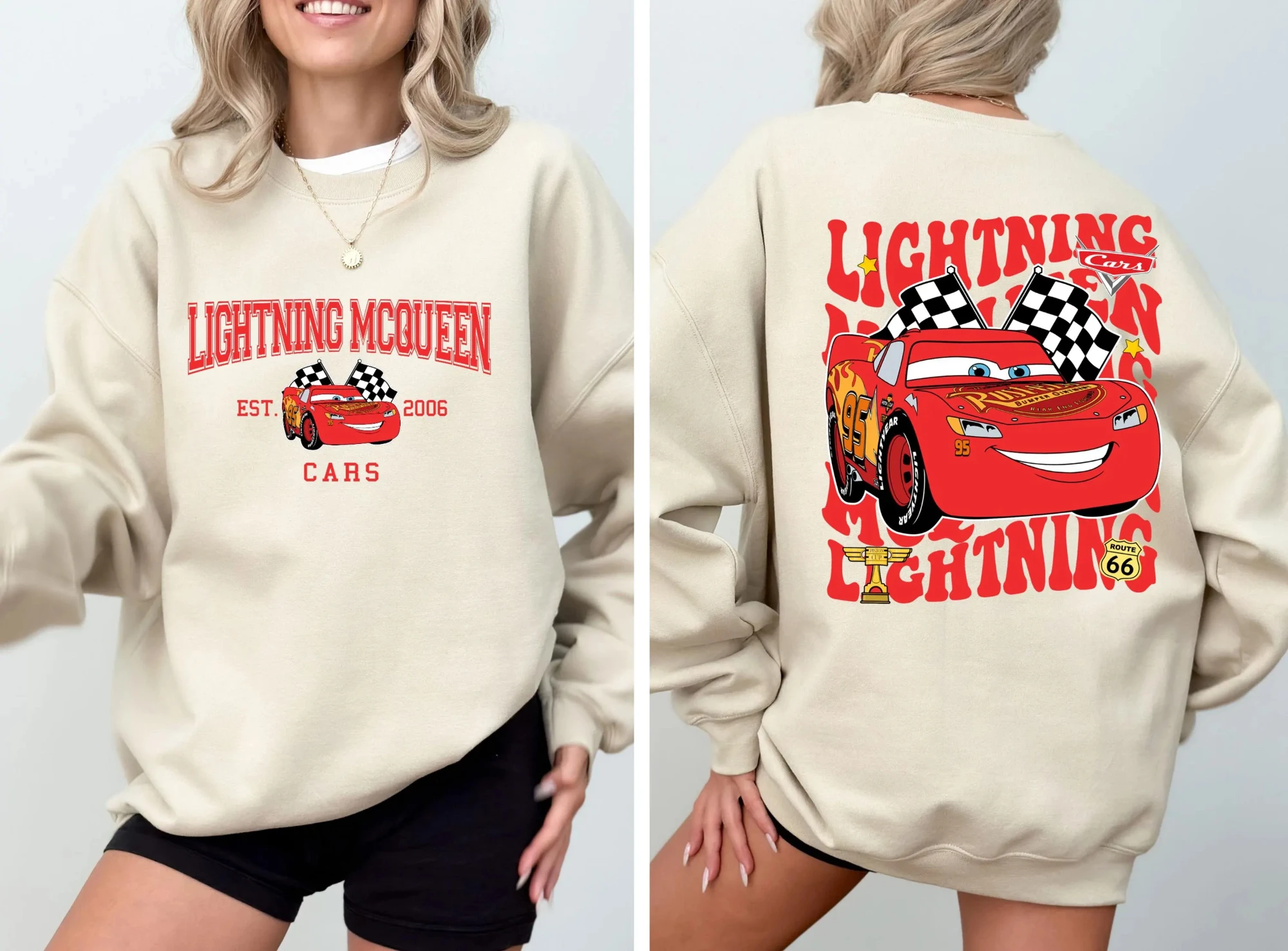 2022 Disney Pixar Cars Sweatshirt Lightning McQueen Sweatshirt Radiator Springs Piston Cup Sweatshirt Cars Est 2006 Sweatshirt