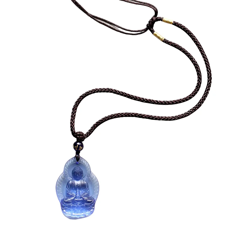 Blue Glazed Medicine Buddha Pendant Necklace for Men and Women Bring Blessings and Good Luck Gifts