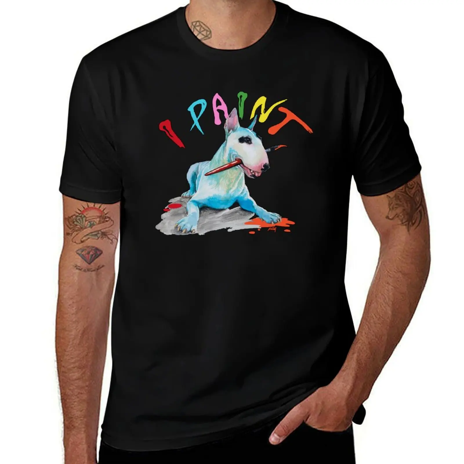 Bull Terrier Artist T-Shirt Work Comfort T-Shirt for Men