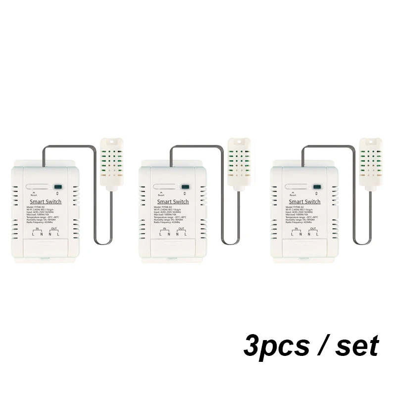 1/3/5PCS Smart WiFi Relay With Temperature Humidity Sensor Switch 85-250V AC 220V RF433 Receiver Work with Tuya APP Alexa Alice