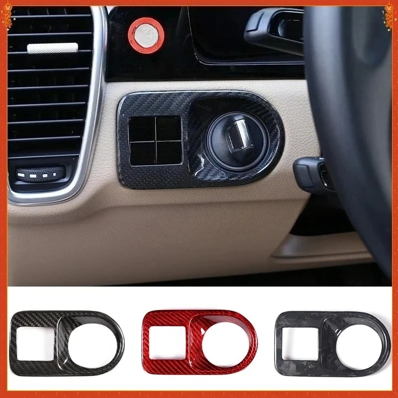 

For Porsche Cayenne Real Dry Carbon Fiber 2018-2023 Interior Decoration Headlight Switch Frame Cover Modification Accessoriess