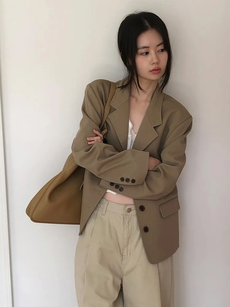 

Пальто oulder-Line в стиле ретро Sli, осенняя серия, свободное повседневное женское длинное пальто с кетами, универсальное, удобное