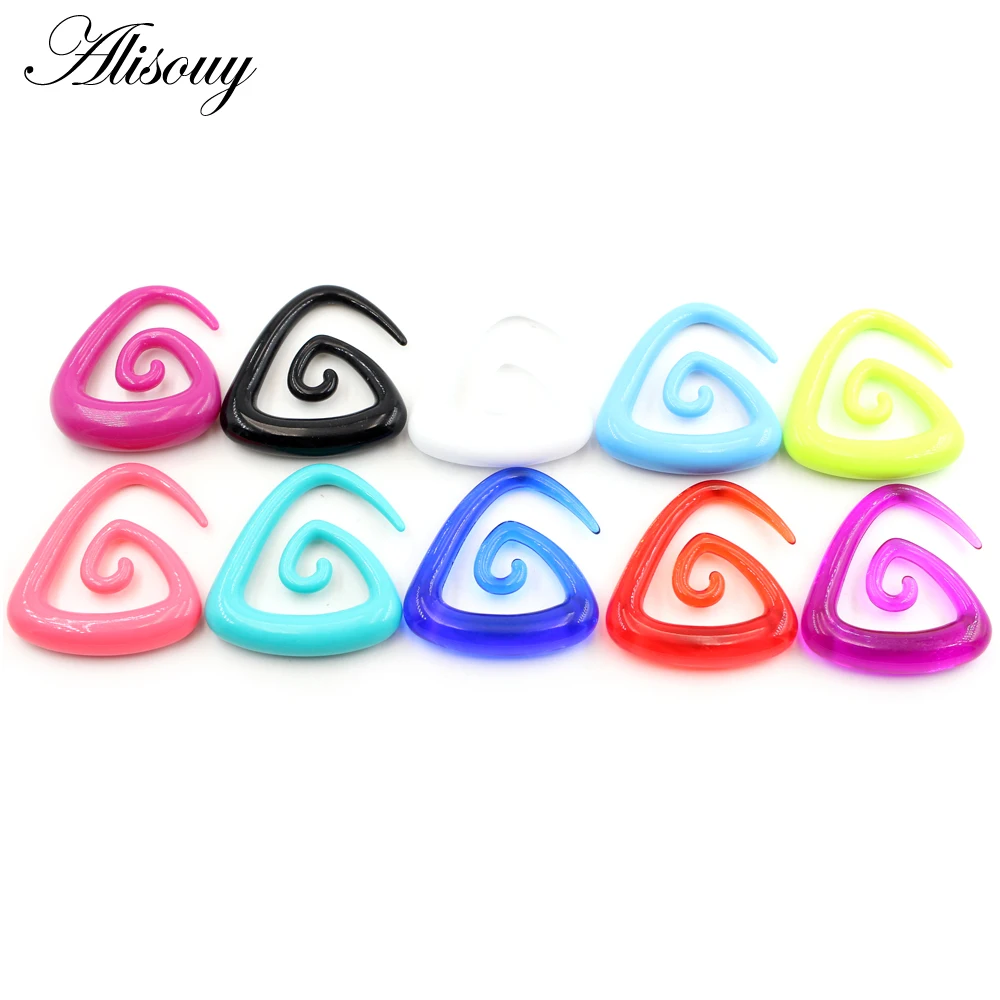 Alisouy 2pcs 1.6-10mm Irregul Triangle Acrylic Spiral Ear Tunnels Plugs Expander Stretcher Earrings Gauges Body Piercing Jewelry