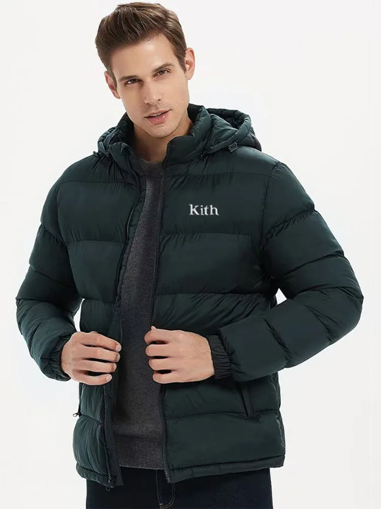 Autumn Winter Men Women Long sleeves Embroidery logo With Zipper Front Going Out Lightweight Hooded Down Jacket Warm Windproof