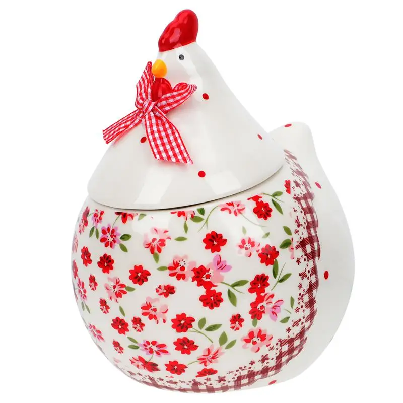 1 Ceramic Biscuit Jar Easter Chicken Canister With Lid Hen Shaped Jar Flour Container Coffee Bean Jar Cereal Rooster Cookie Jar