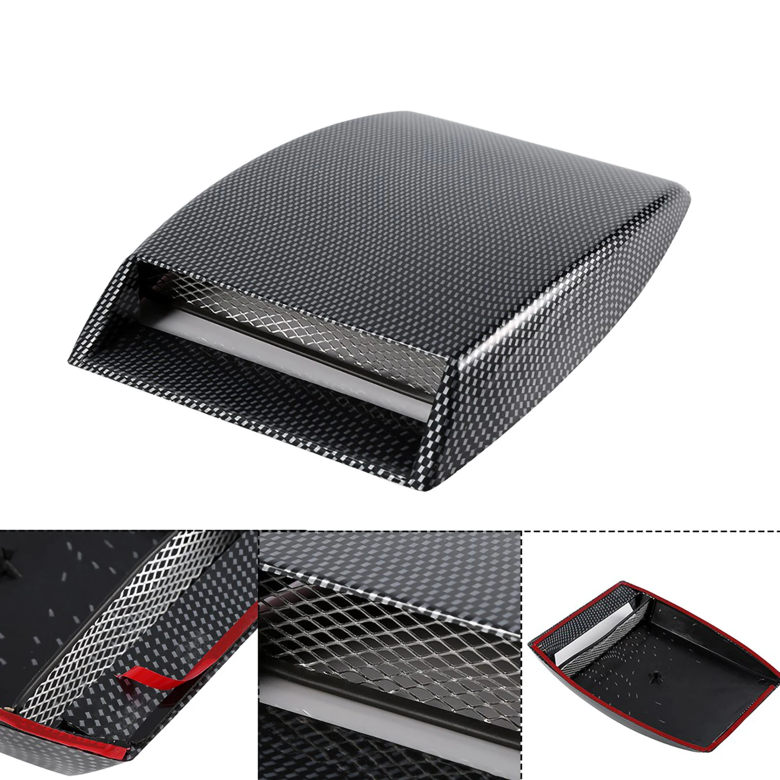Car Decorative Air Flow Intake Scoop Bonnet Vent Sticker Cover Hood Carbon Fiber