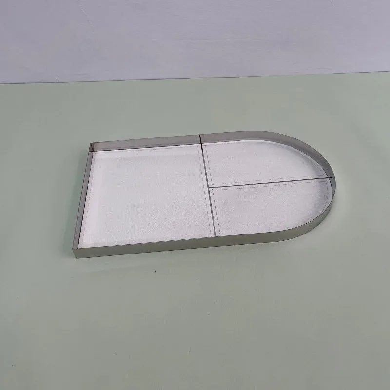 Simple light luxury high-end metal leather creative living room desktop tray storage ornament sales office fruit plate