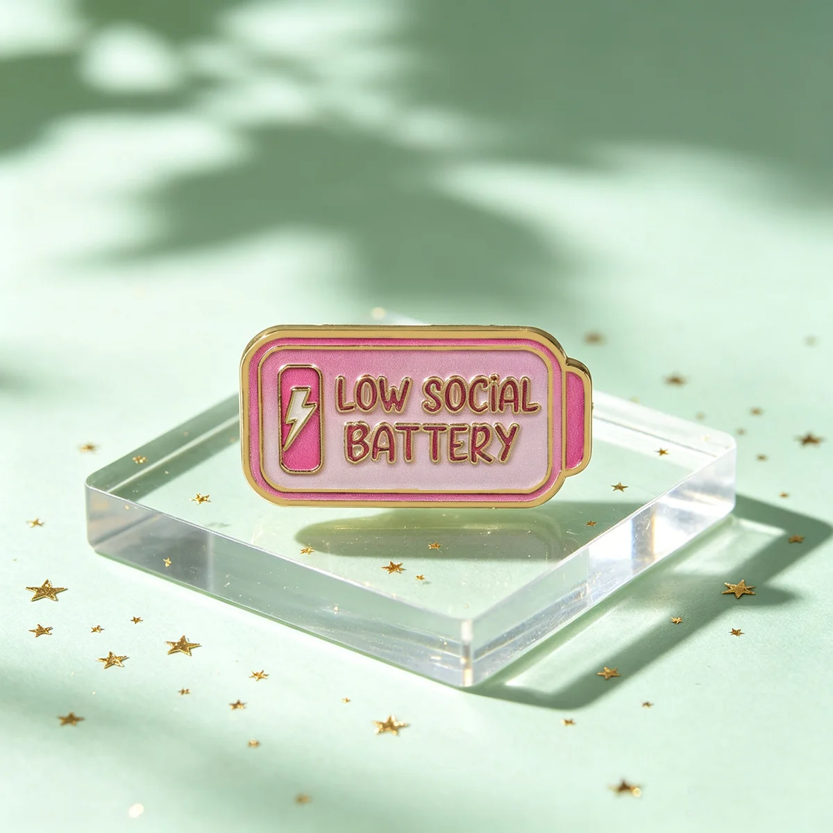 Social Quotes Enamel Pin LOW SOCIAL BATTERY Brooch Lapel Pins Badge on Backpack Clothing Accessories Fashion Jewelry Gifts - view 6
