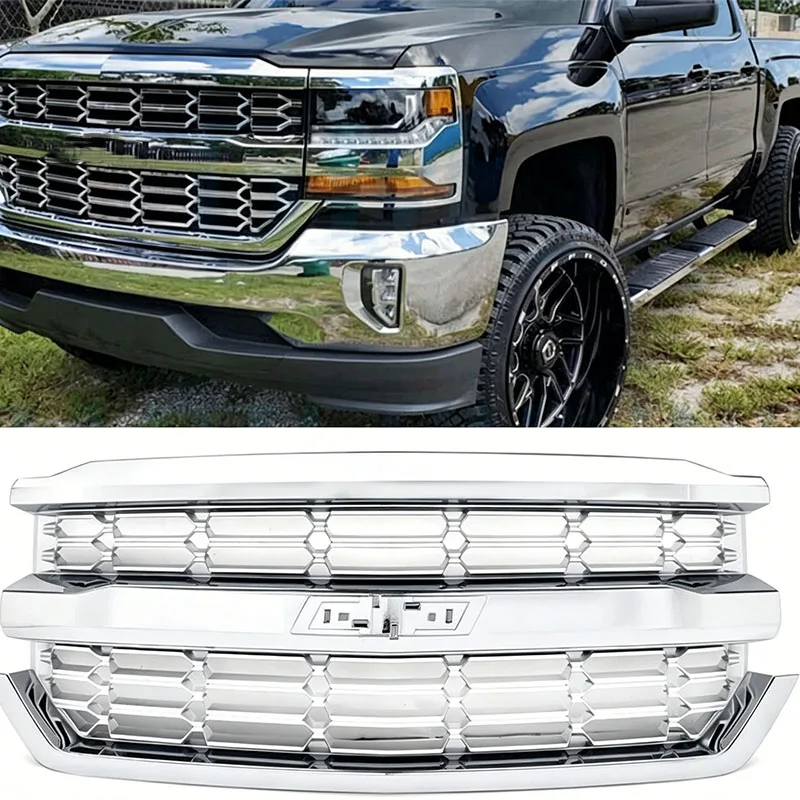 Honeycomb Front Bumper Grille OE 84056776 Interchange GM1200759 For Chevrolet Silverado 2016-2018 Exterior Replacement Grill