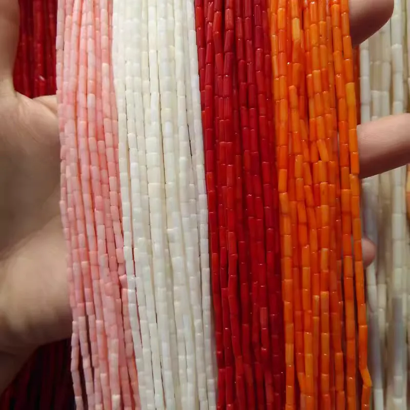 

orange red white pink Coral pillar 2*4mm 38CM for DIY jewelry making loose beads FPPJ wholesale nature gemstone