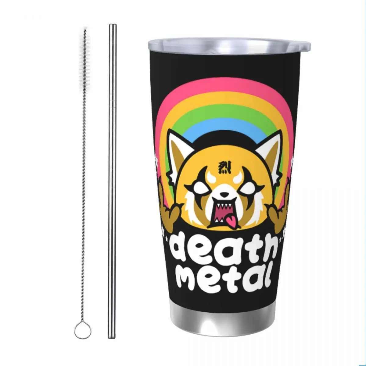 Death Metal Aggretsuko Aggressive Retsuko Insulated Tumbler with Lid Stainless Steel Thermal Mug Thermos Bottle Cup, 20oz