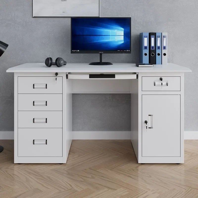 Steel Desk Single Staff Iron Computer Desk Office Locked Drawer Workbench Accounting Cashier Desk