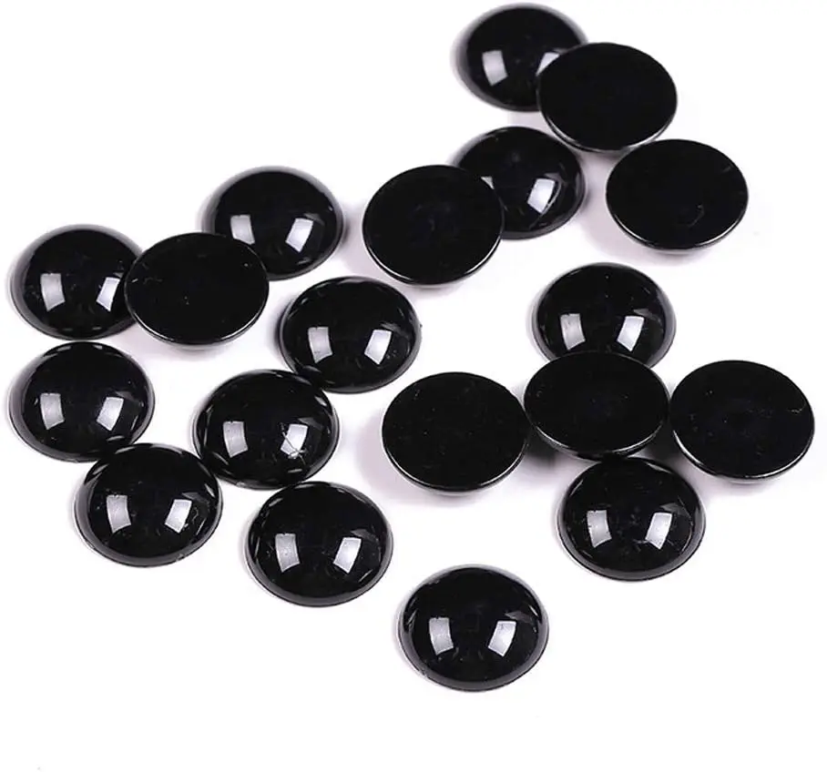 1 Pack 4 5 6 7 8 20mm Round Flat Round Back Cabochon Cameo for DIY Doll Eyes Black Plastic Safety Puppets Doll Accessories