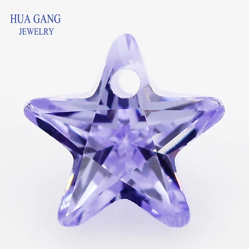 Single Hole AAAAA Star Shape Lavender Cubic Zirconia Stone For Jewerly Making 4x4~10x10mm High Quality CZ color