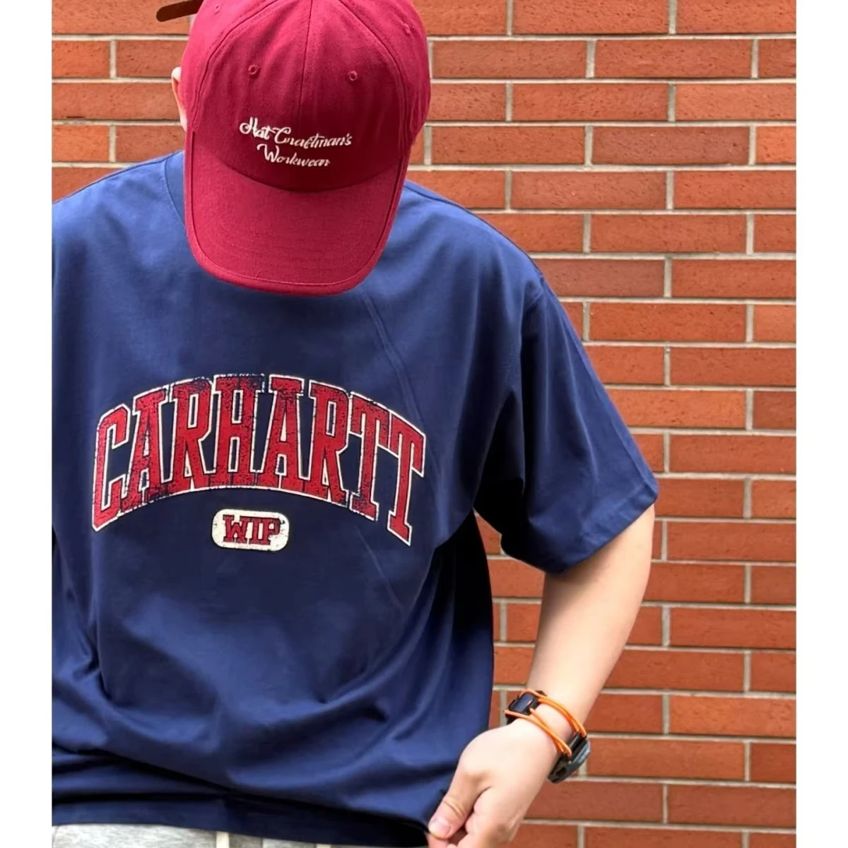 

American Car College Style Men's and Women's T-shirts, Letter Logo Printing Tide Brand Pure Cotton Couple Short Sleeves DIY