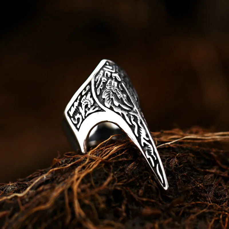 Beier 316L Stainless Steel ring Nordic Viking Amulet  bird head Pagan Odin rune scandinavian fashion Men Jewelry LR296