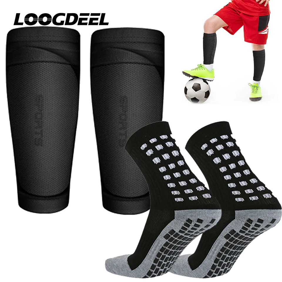 Loogdeel 1Set/2 Paar Fußballsocken, Wadenärmel, rutschfeste Legging-Abdeckung, Schutz für Erwachsene, Jugendliche, Kinder, Basketball, Fußball, Sportsocken