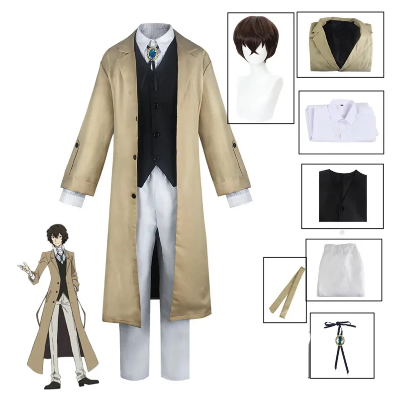 Bungo Stray Dogs Cosplay Dazai Osamu Jacket Coat Suit Manga 2026 Adult Men Halloween Costume Anime Clothes Disfraz Hombre BSD view 2