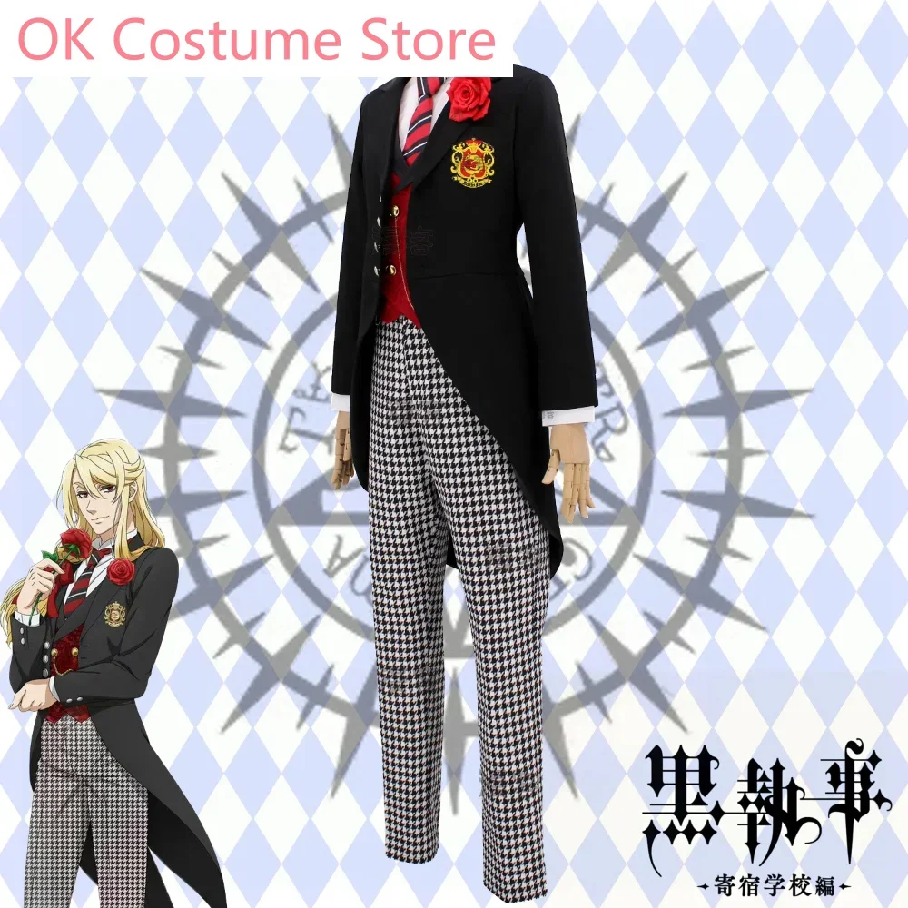 Black Butler Public School Arc Edogaa Redomondo Tuxedo Cosplay Costume Cos Game Anime Party Uniform Hallowen Play Role Clothes