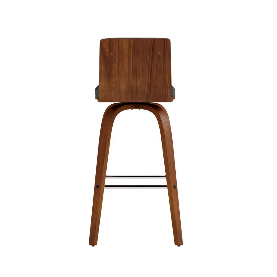 비엔나 26 카운터 높이 회전식 회색 인조 가죽 및 호두나무 바 스툴