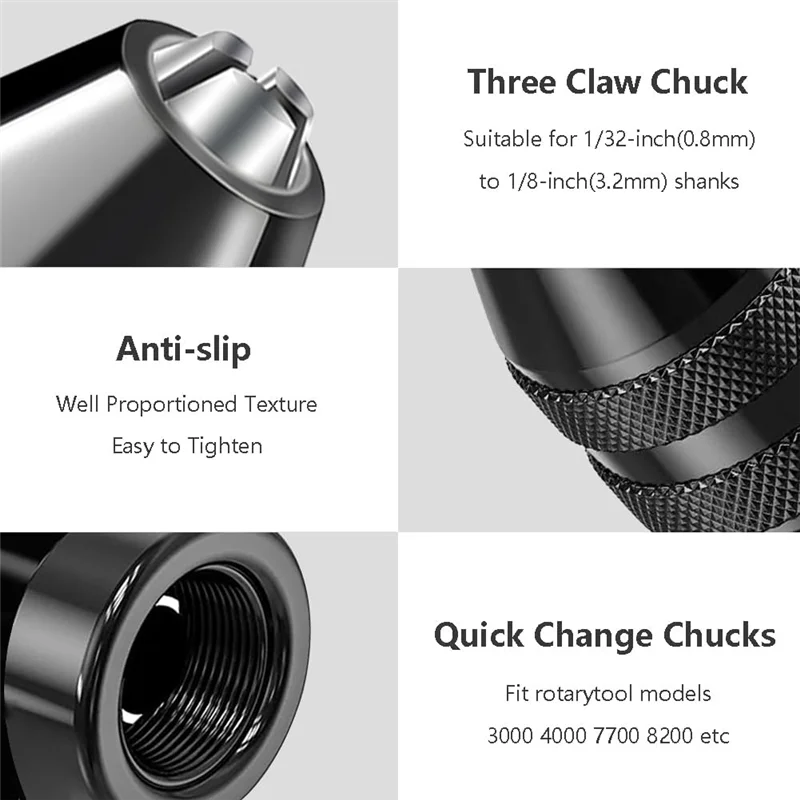 TFORU-16 Buah Set Collet Chuck Bor, Set Collet Chuck Bor 1/32 Hingga 1/8 Inci dengan 11 Buah Collet Kuningan, 3 Buah Chuck, 2 Buah Kunci Pas