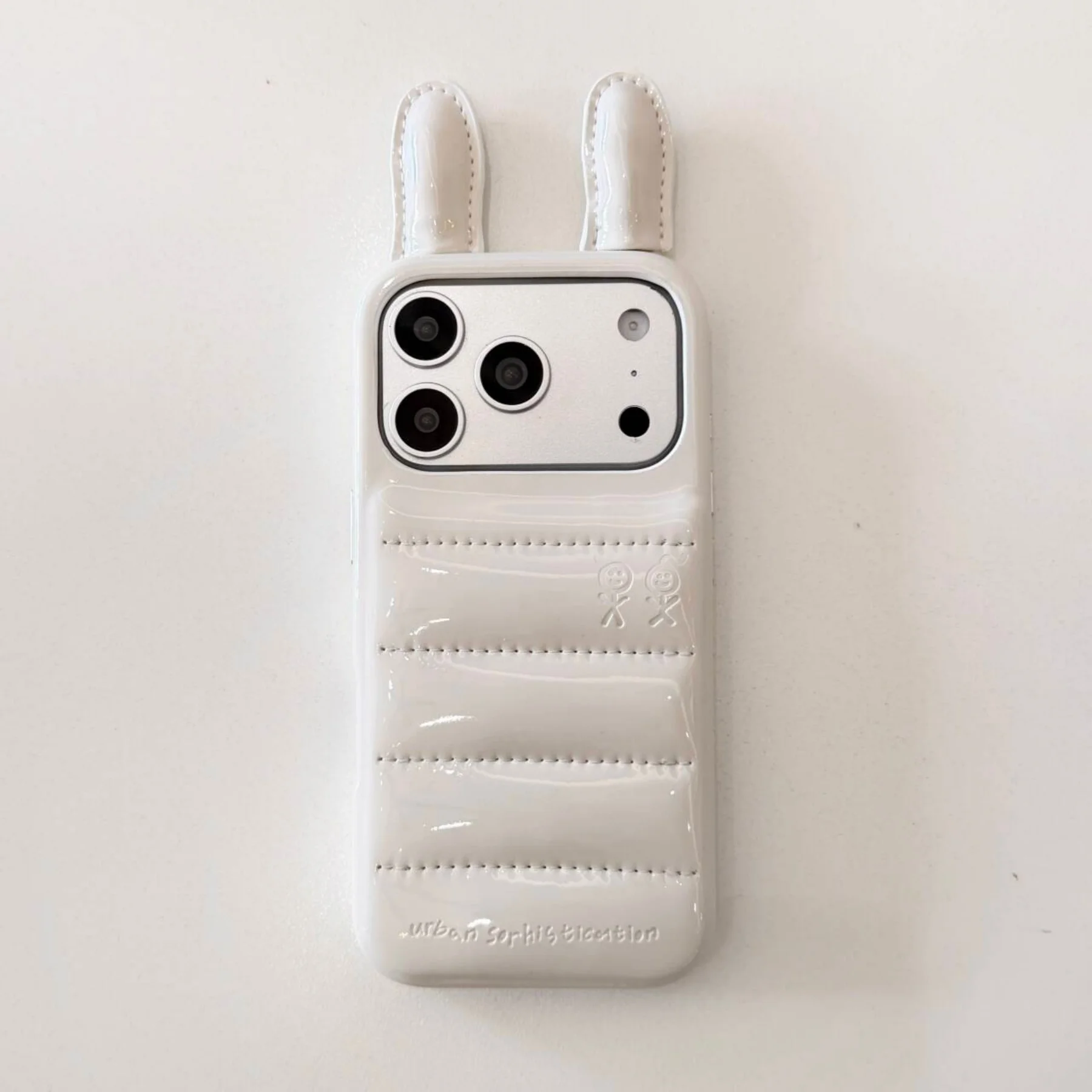 Luxury Cute Dopamine Color 3D Cow Horns Down Jackets Phone Case for iPhone 17 16 15 14 Pro Max Shockproof Protective Back Cover