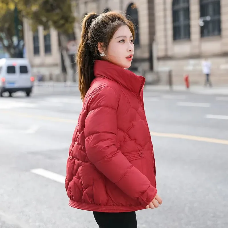 Winter Parkas Short Down Padded Jacket Women New Fashion Stand Collar Thick Cotton Clothes Female Casual Loose Outwear Tide B522