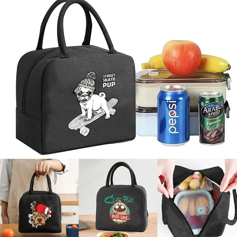 Mini isolierte Lunch-Tasche Männer und Frauen Lunch-Tasche Leinwand isolierte Lunch-Tasche niedlichen mr. Hund Muster druck für die Arbeits schule