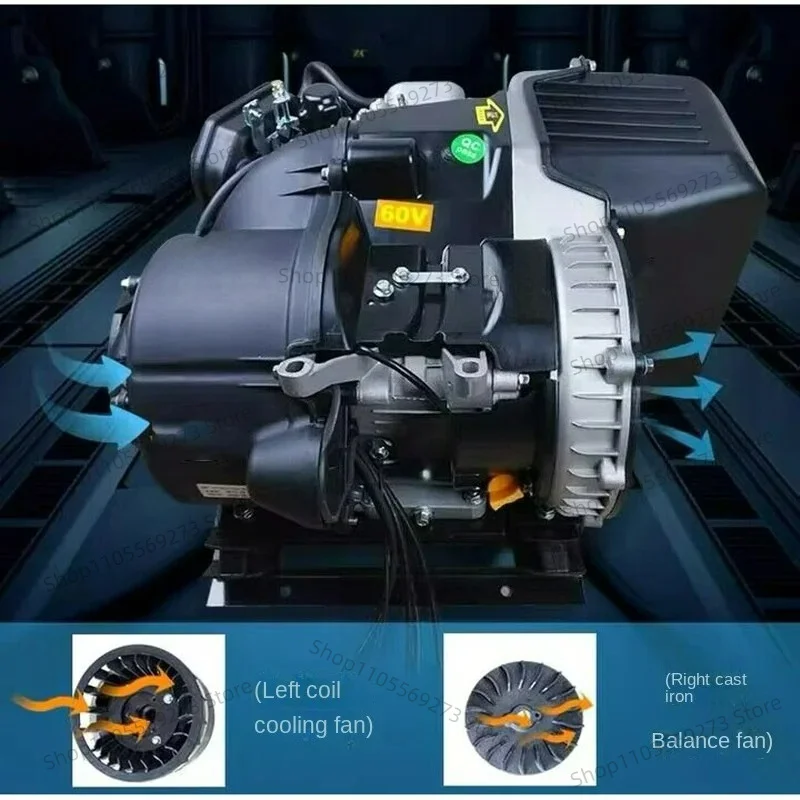 Electric start 6KW dual cooling electric vehicle range extender 48V 60V 72V car generator silent frequency conversion view 5