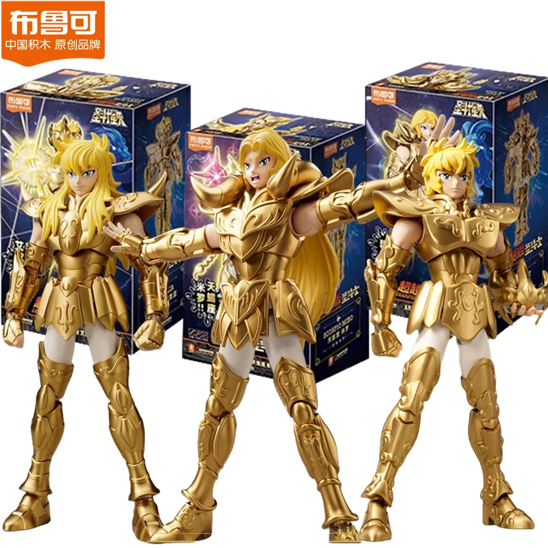 15cm Original Blokees Saint Seiya DIY Building Block Scorpio Milo Leo Aiolia Aries Mu Action Figure Anime Model Doll Kids Toys