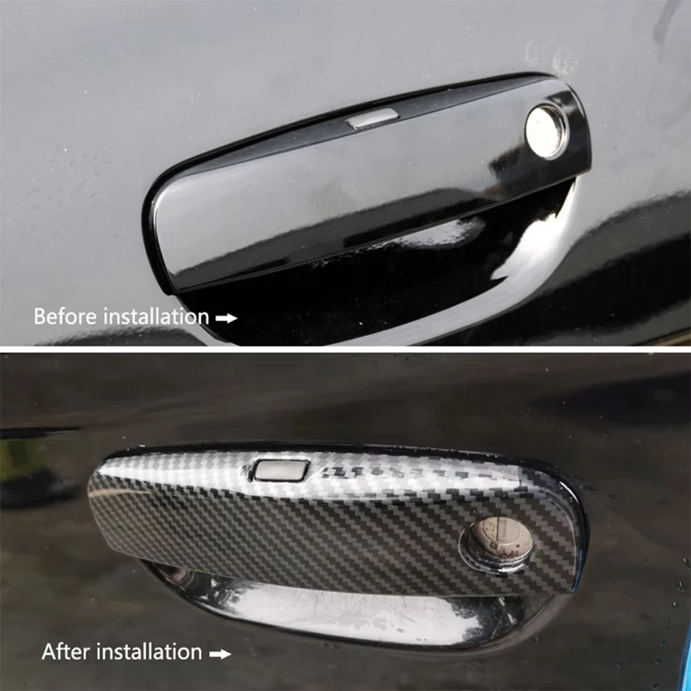 4pcs Glossy Black/Carbon Fiber Look Outer Door Handles Trim Covers Sticker for Dodge Charger 2011-2021 Exterior Accessories