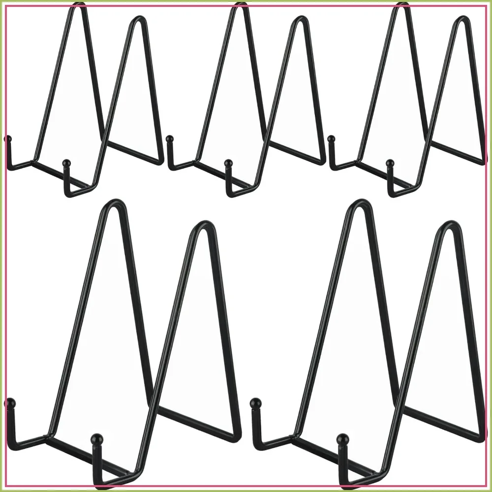 5-Pack 6-Inch Plate Holder Display Stands Black Metal Frame Stand for Displaying Plates