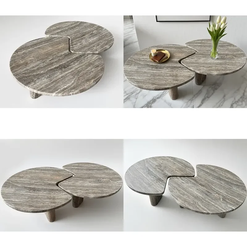 for  Durable Removable Farmhouse Style Coffee Table with Marble Top and Metal Frame