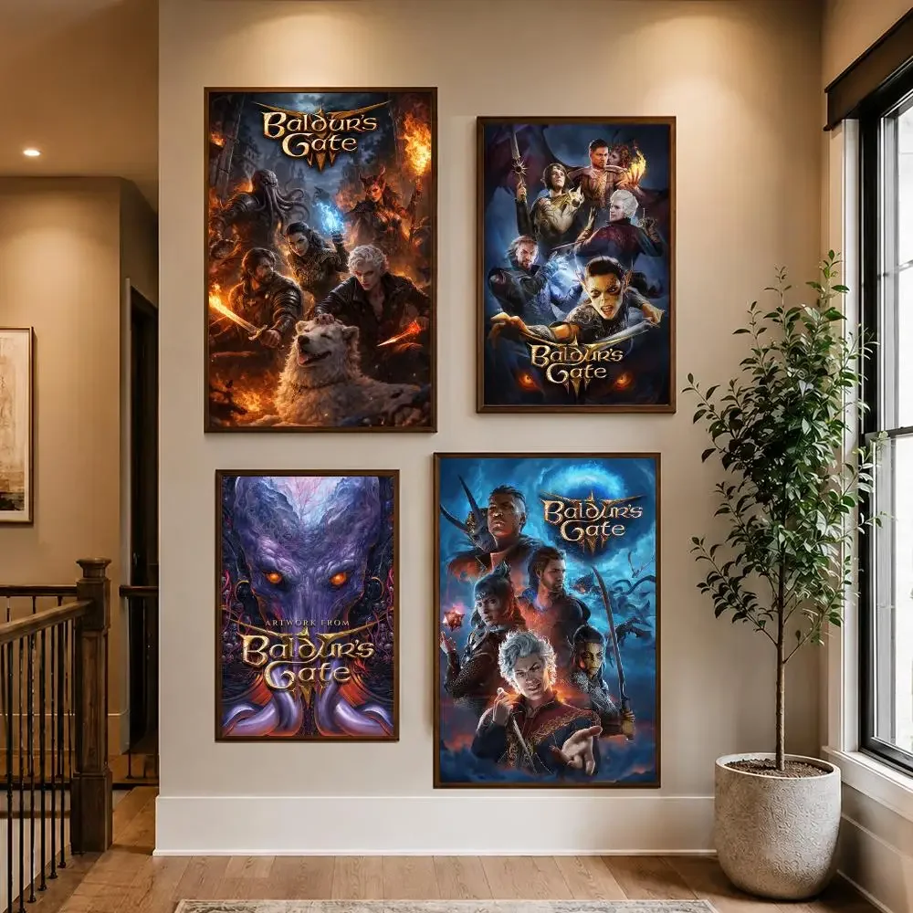 Game B-Baldurs Gate Poster HD Waterproof PP Self-Adhesive Removable Wall Art Poster for Bedroom Cafe Gym Home Decor Gift