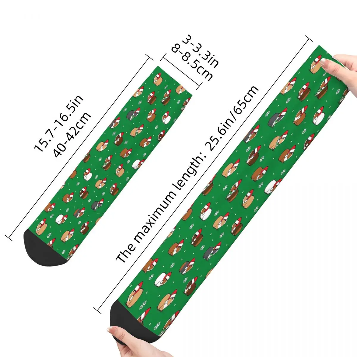 Christmas Green Guinea Pig Cavia Porcellus Animal Socks Male Mens Women Spring Stockings Polyester