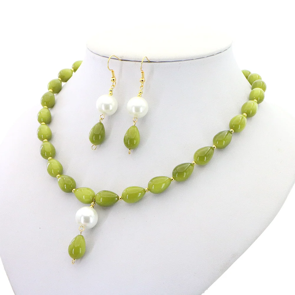 New Fashion 9x13mm Droplet Shaped Necklace Earring Set Jewelry Suitable for Women's Daily Versatile Accessories Wholesale Price