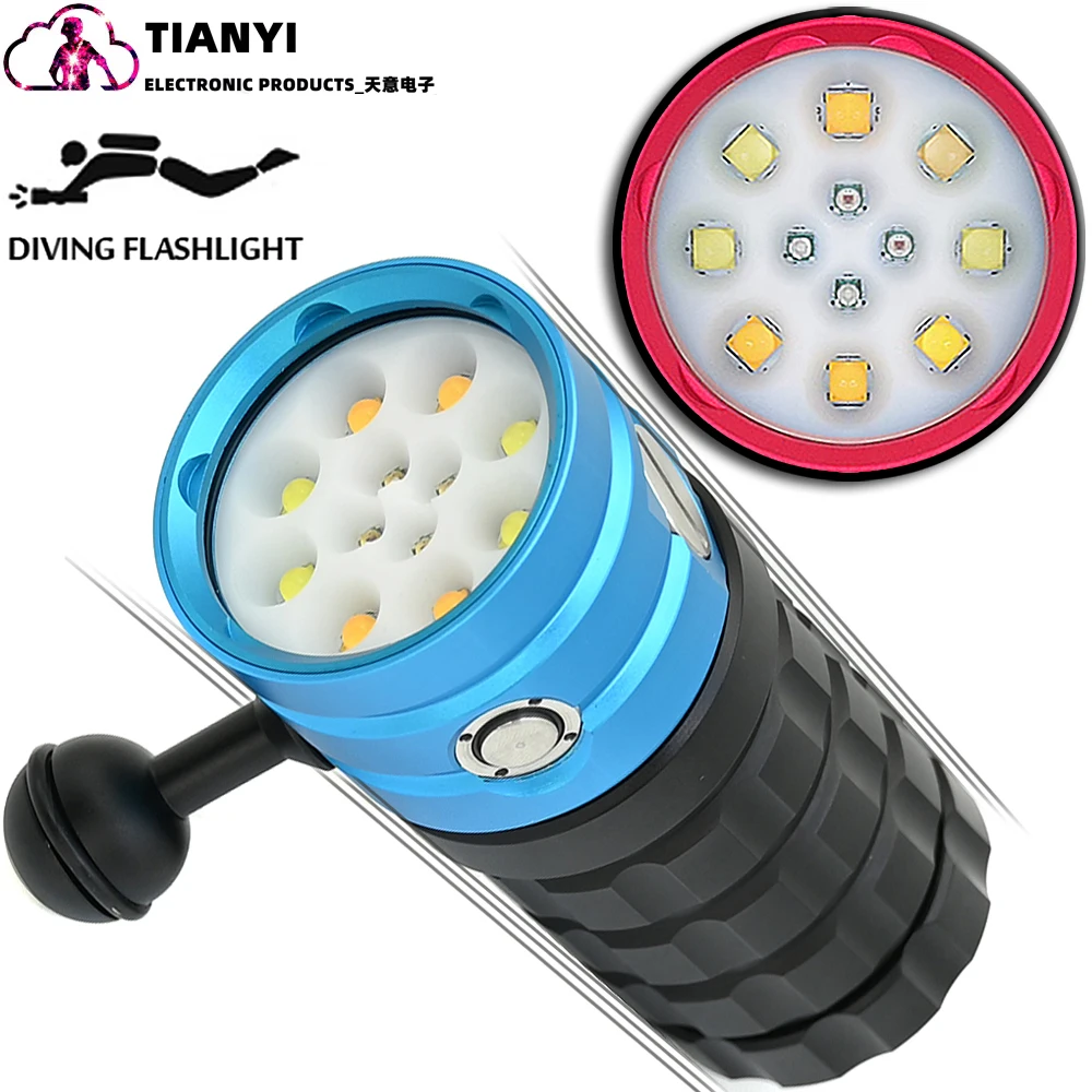 Ultra high power strong light multi-functional rechargeable diving flashlight Waterproof aluminum alloy durable handheld light