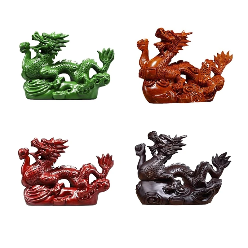 Dragon Statue Small Wooden Chinese Feng Shui Dragon Figurines 2024 Year Of The Dragon Gift Dragon Sculpture