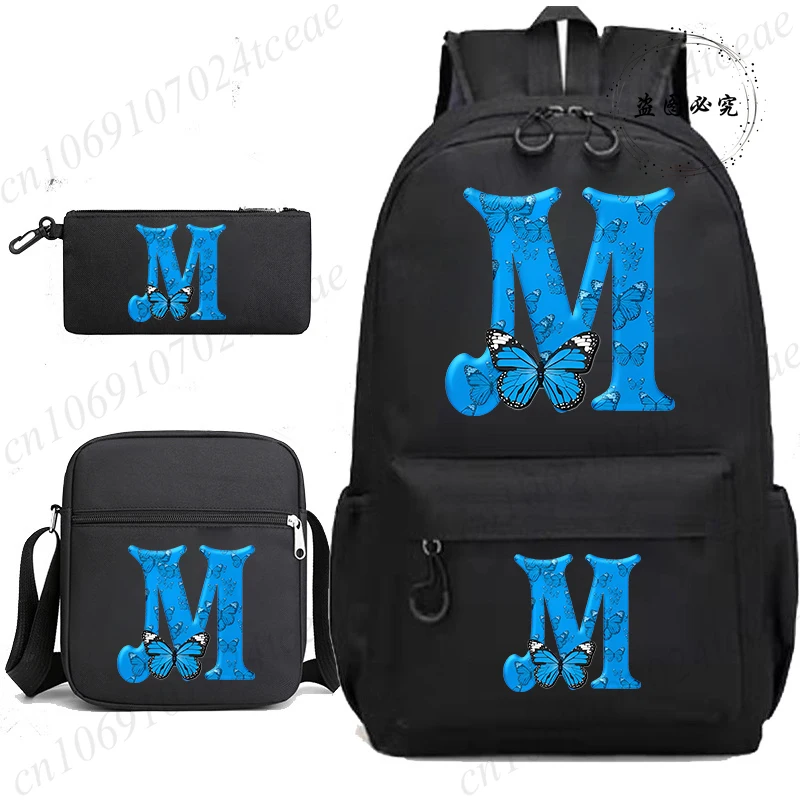 

26 English Letters Butterfly Print School Bags for Teenage Bagpack Travel Knapsack Bag School Backpack for College Students