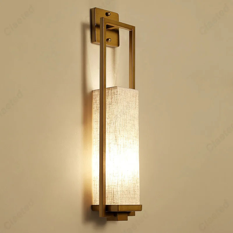 

Chinese New Iron Fabric Wall Lamp Bedroom Bedside Lamp Living Room Corridor Staircase Lighting