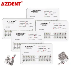 5 Packs=100pcs AZDENT Dental Orthodontic Metal Bracket Brace Mini/Standard Roth/MBT/Edgewise 022/018 Hooks 3/345 Dental Material