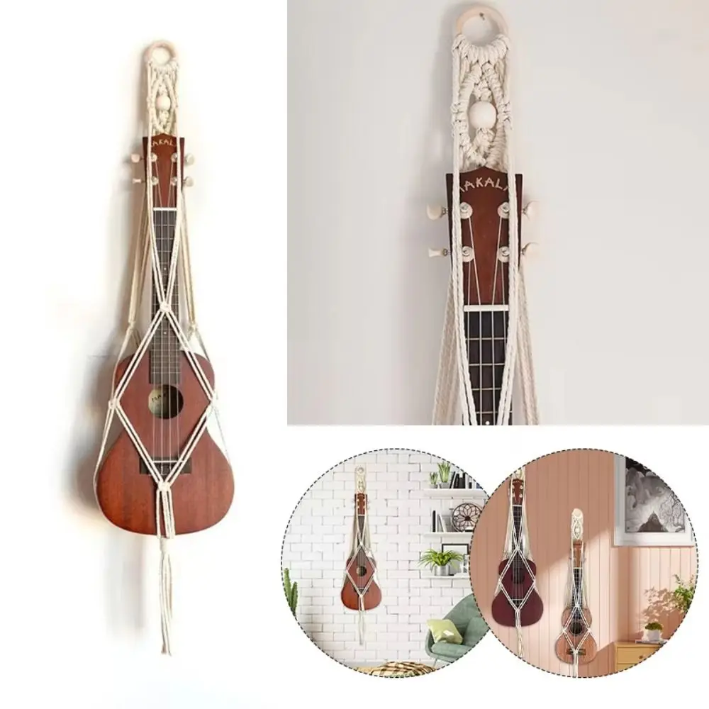 Hochwertiger Netz-Gitarren-Wandhalter, Wandhalterung, rutschfester Ukulele-Aufhänger, Boho-Ukulele/Violinständer, Bass