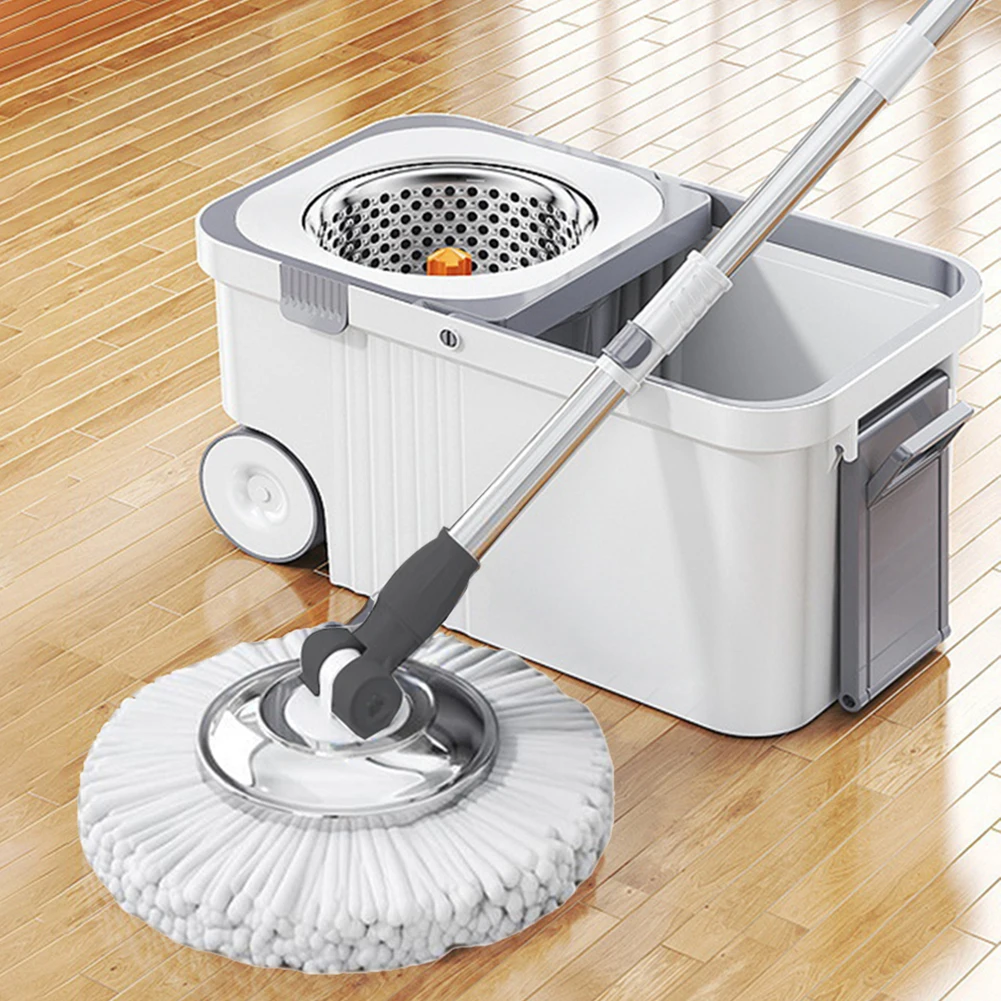 

Detachable Double Bucket Mop Spin Mop Bucket Sets with 6 Extra Refills Heads Rotary Mop Hand-free Automatic Dehydration Mop