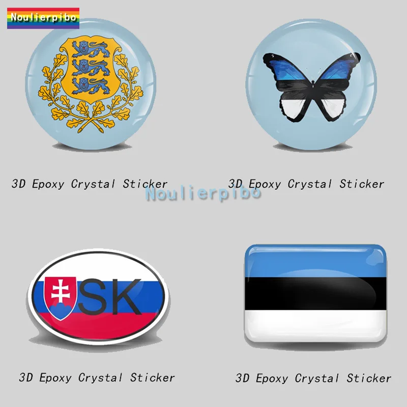 

3D Epoxy Dome Car Sticker Estonia Tallinn Estonia Flag National Emblem PVC Car Bumper Window Motorcycle Helmet Vinyl Decal