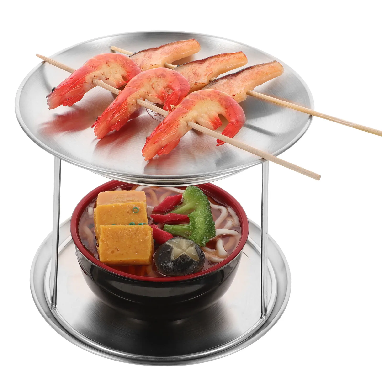 

1Set Stainless Steel Seafood Holder Double-Layer Serving Plate Multi-Use Dessert Display Stand Ideal for Birthdays Weddings