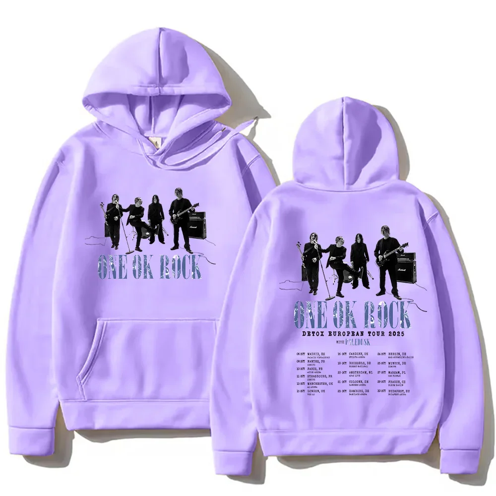 One Ok Rock Band Hip Hop Band هوديس ONE OK ROCK Detox Europban Tour بلوزات الخريف الرجال النساء الجانبين Funko Pop ملابس الشارع